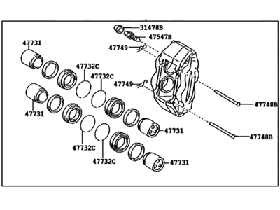 Cylinder Assy, Front Disc Brake, RH 2003-2014 Toyota 4773035411