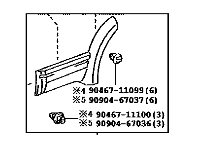 Moulding, Rear Door, Outside RH 1999-2002 Toyota 4Runner 7507535903
