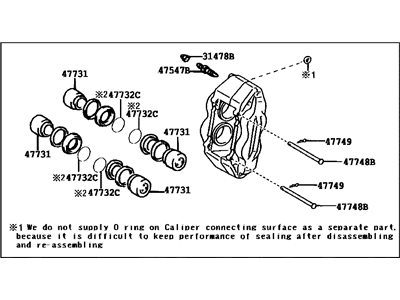 Cylinder Assy, Front Disc Brake, RH 2003-2009 Toyota 4Runner 4773060261