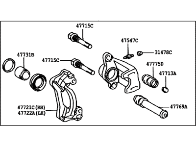Cylinder Assy, Rear Disc Brake, RH 2001-2024 Toyota 4773034030