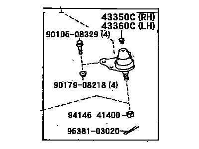 Front Upper Left Suspension Ball Joint Assembly 1984-1995 Toyota 4335039075