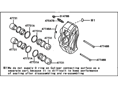 Cylinder Assy, Front Disc Brake, RH 1996-2004 Toyota 4773035120