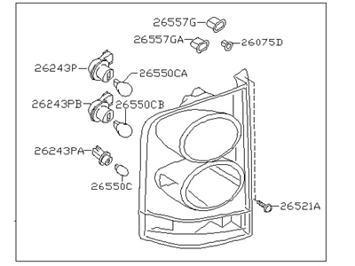 Lamp Assembly-Rear Combination Kit, LH 2004-2006 Nissan Armada 265557S025