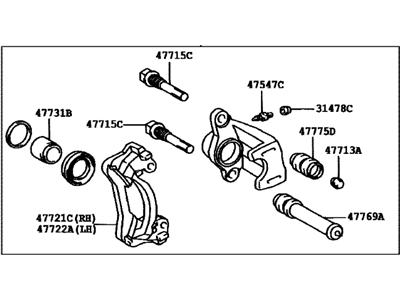 Cylinder Assy, Rear Disc Brake, RH 2003-2014 Toyota 4773035170